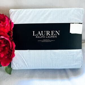 NEW Ralph Lauren Cotton Deep Fitted Sheet Set Blue White Oxford Stripe King Size